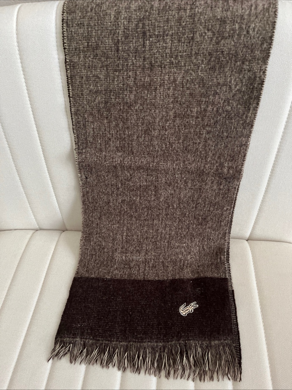 Lacoste Brown & Dark Brown Ombre Knit Scarf with izod for her Patch